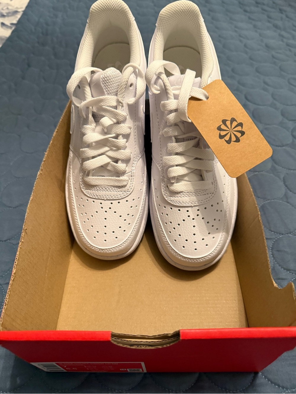 Nike White/Red Court Vision Lo Box Label